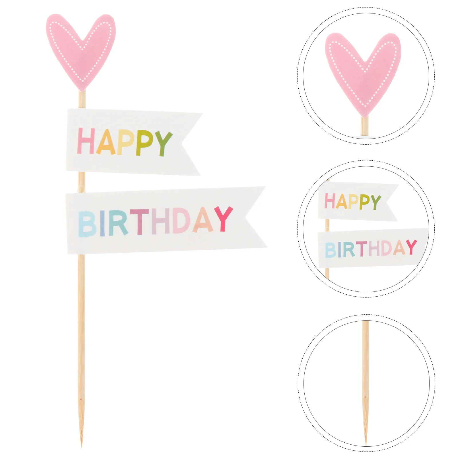 

10Pcs Happy Birthday Cake Toppers Cupcake Stakes Premium Picks Decorative Easy Use Happy Birthday Cake Toppers