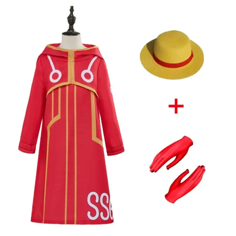 Disfraz de Cosplay de Egghead Island, Chaqueta 163, Sombrero de Paja, Guantes, Traje de Halloween, Anime, Monkey D. Luffy, Disfraz de Cosplay