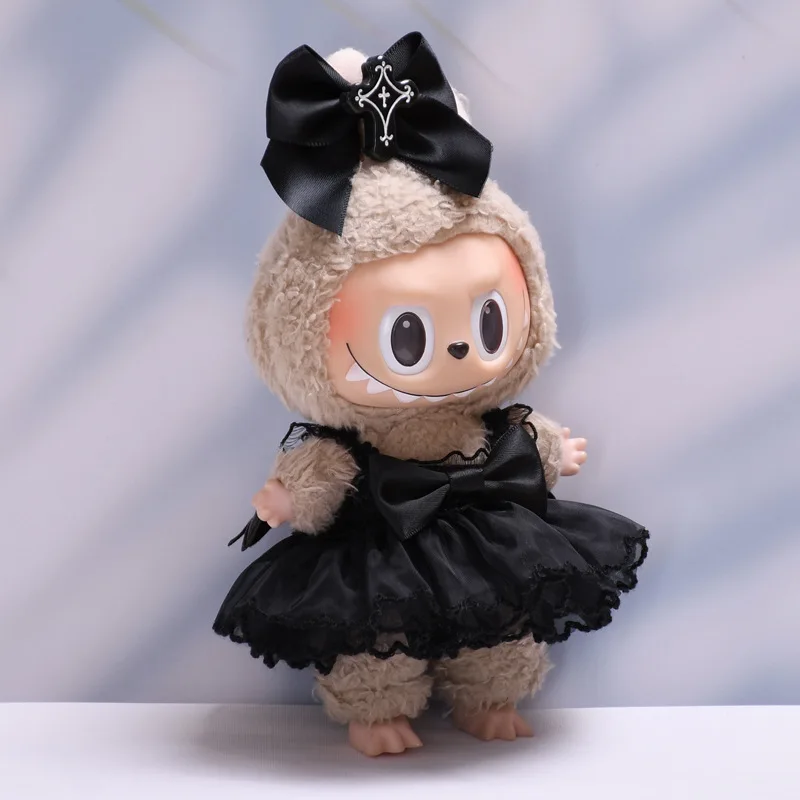 Labubu Clothes Fashion Gothic Style Skirt Labubu Doll Clothes Pendant Little Devil Strap Skirt 15/17cm Plush Doll Universal image 3