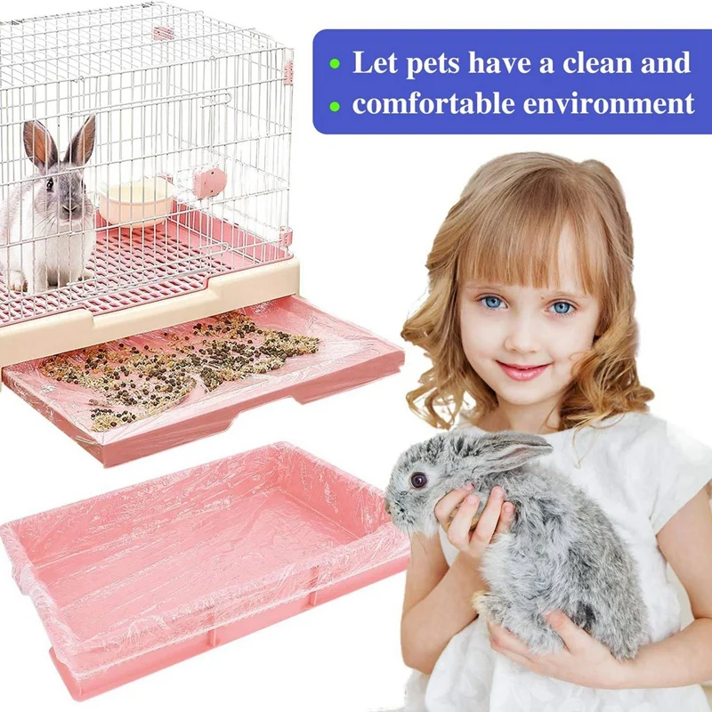 50Piece Disposable  Cage Liner Clear Plastic Bunny Cage Liner Bag Universal Toilet Film For Bunny Guinea