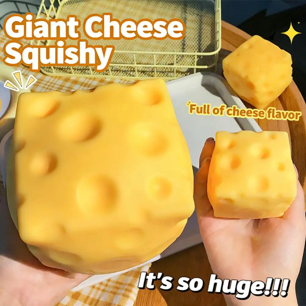 Pelota Gigante de Queso para Apretar, Juguete Sensorial de Queso Extra Grande, Pelota de Rebote Lento para Aliviar el Estrés, Regalo para Adultos y Festivales