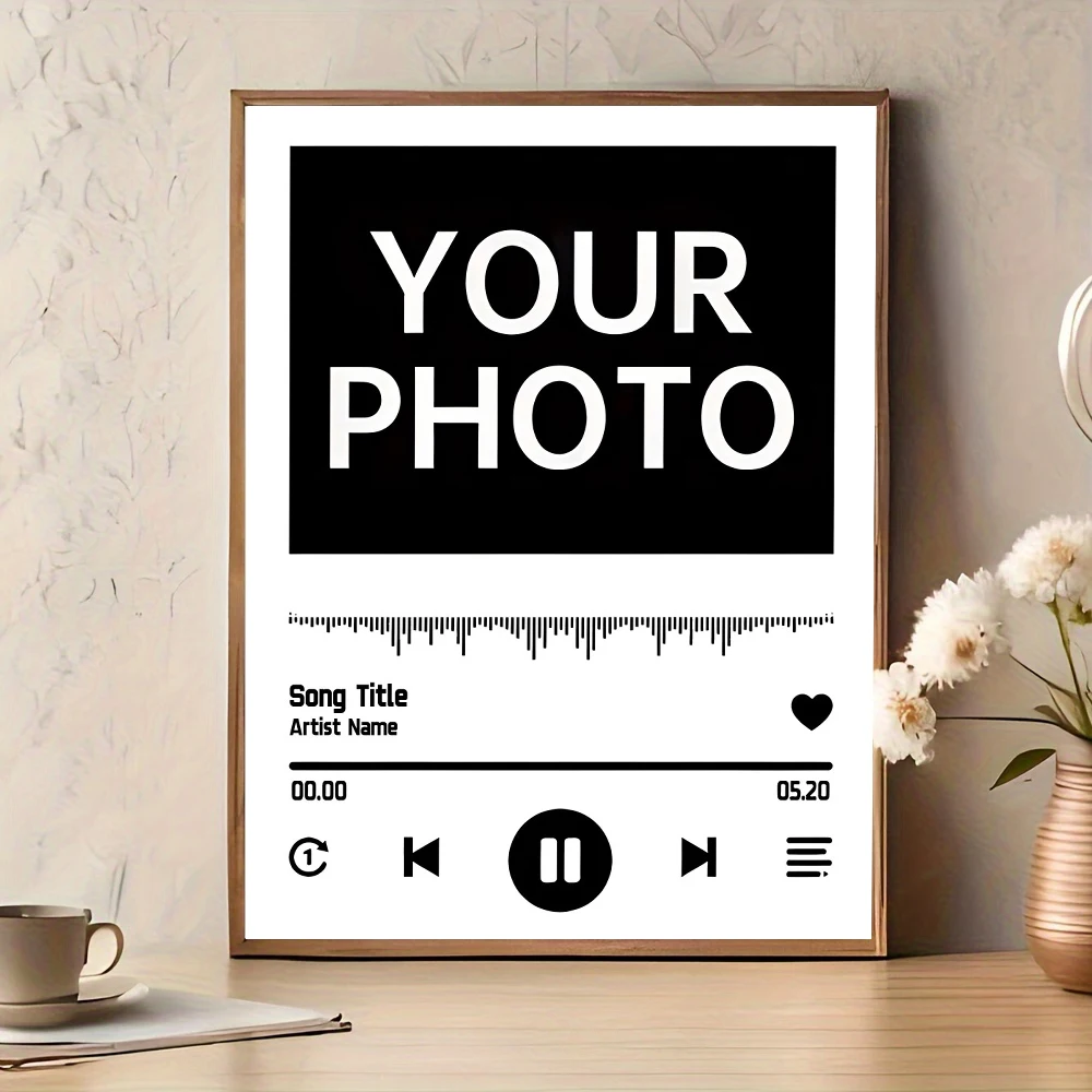 Custom Your Photo Music Album Canvas Print Personalized Wedding Valentine's Day Wall Art Poster for Home Decor Anniversary Gift