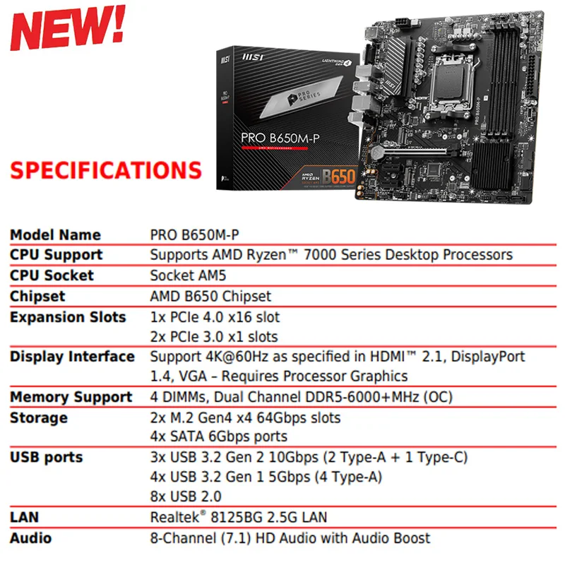 AMD RYZEN Series Processor Combo MSI PRO B650M-P AM5 Motherboard AMD R9 7950X CPU Kingston 6000MHz 32GB RGB DDR5 Memory Kit