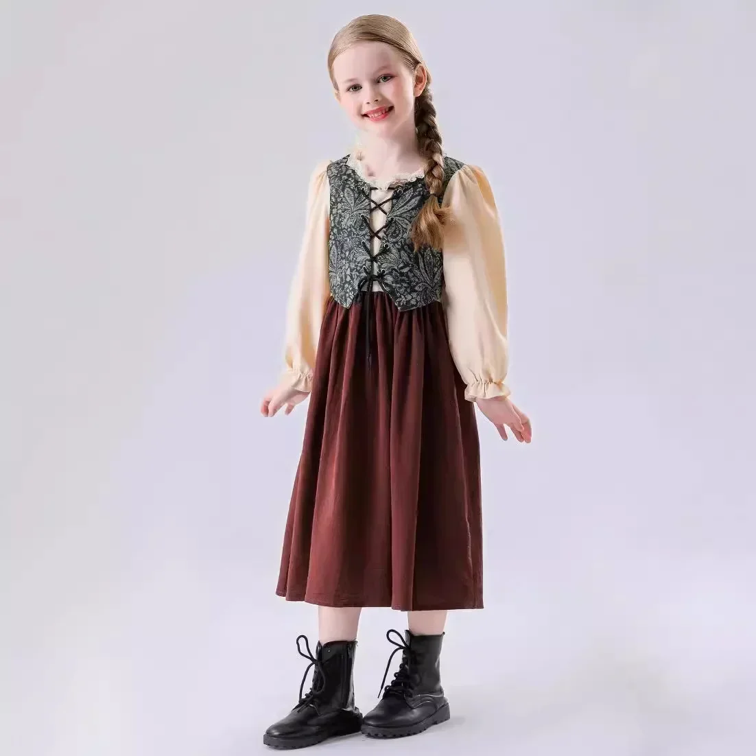 Príncipe medieval princesa cosplay crianças traje de halloween menino menina aristocrático vestir-se prescool palco mostrando vestido extravagante