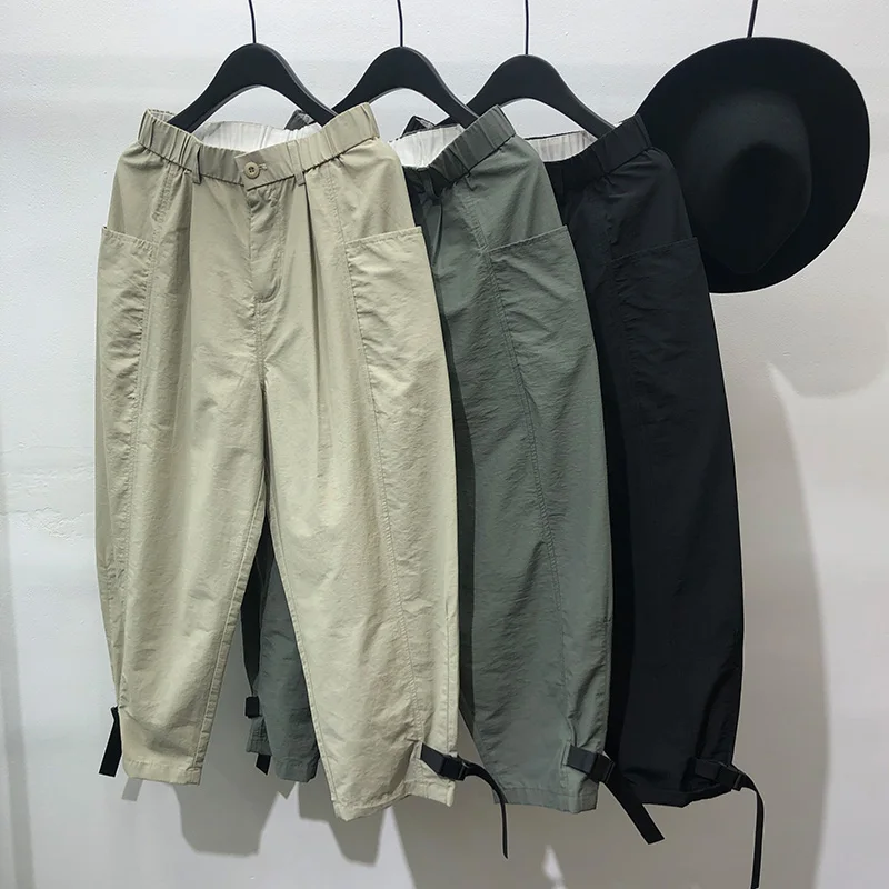 Owen Seak-pantalones bombachos informales para hombre, ropa gótica, pantalones de chándal de calle alta Cargo, de longitud hasta la pantorrilla, color negro, otoño