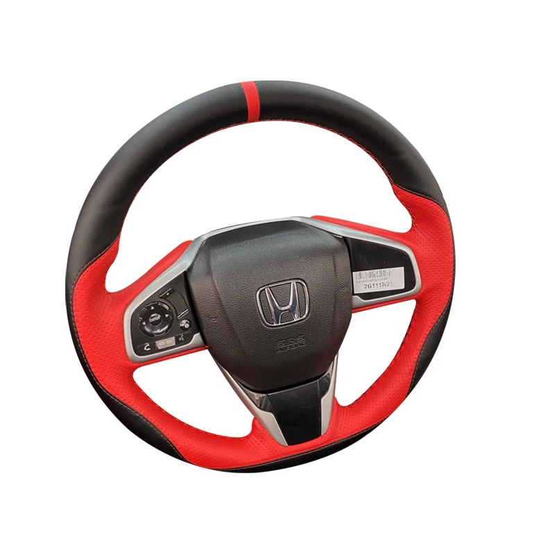 

Leather Car Steering Wheel Cover Braid for Honda 10th Gen Civic‌ CRV CR-V 2017-2021 Breeze 2020 2021 Customized Hand Stitched
