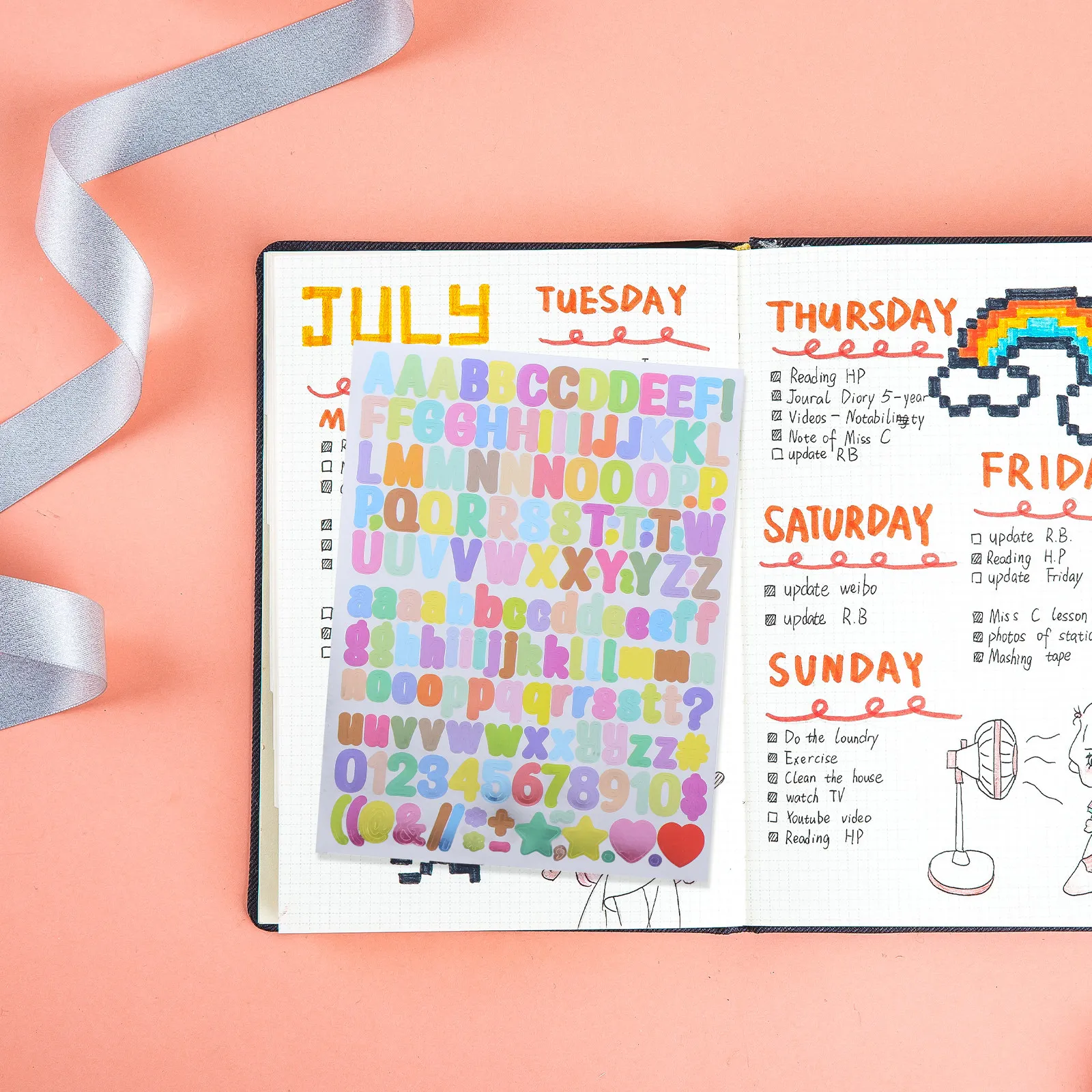 

10 шт. самоклеящихся виниловых наклеек с буквами и цифрами, градиентные цвета, для скрапбукинга, планировщиков, DIY-поделок, декоративные этикетки