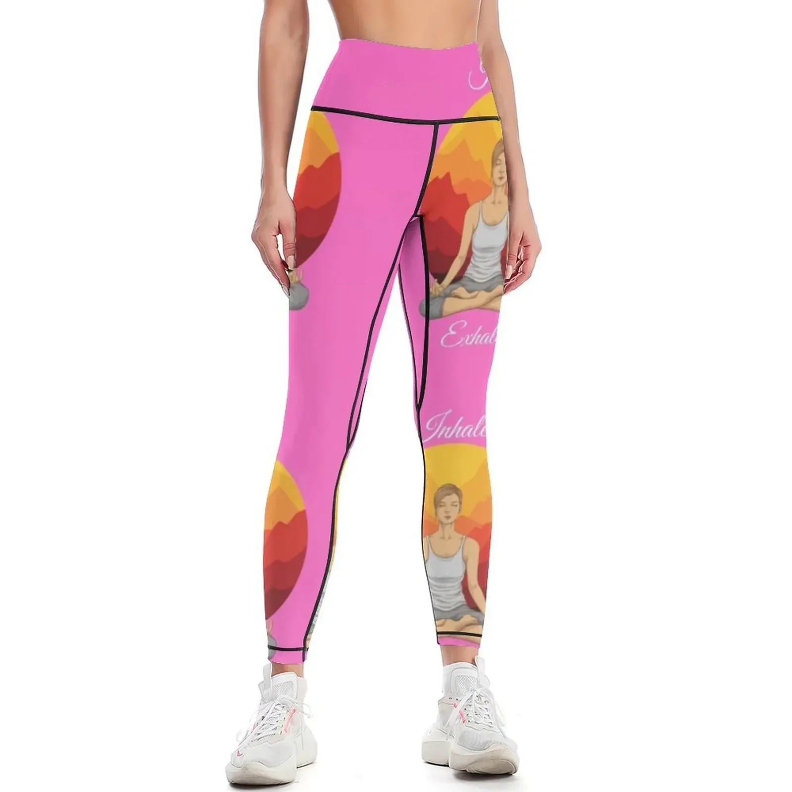 

Yoga helps heal the inner self--inhale exhale Leggings workout shorts gym womans flared for physical Womens Leggings