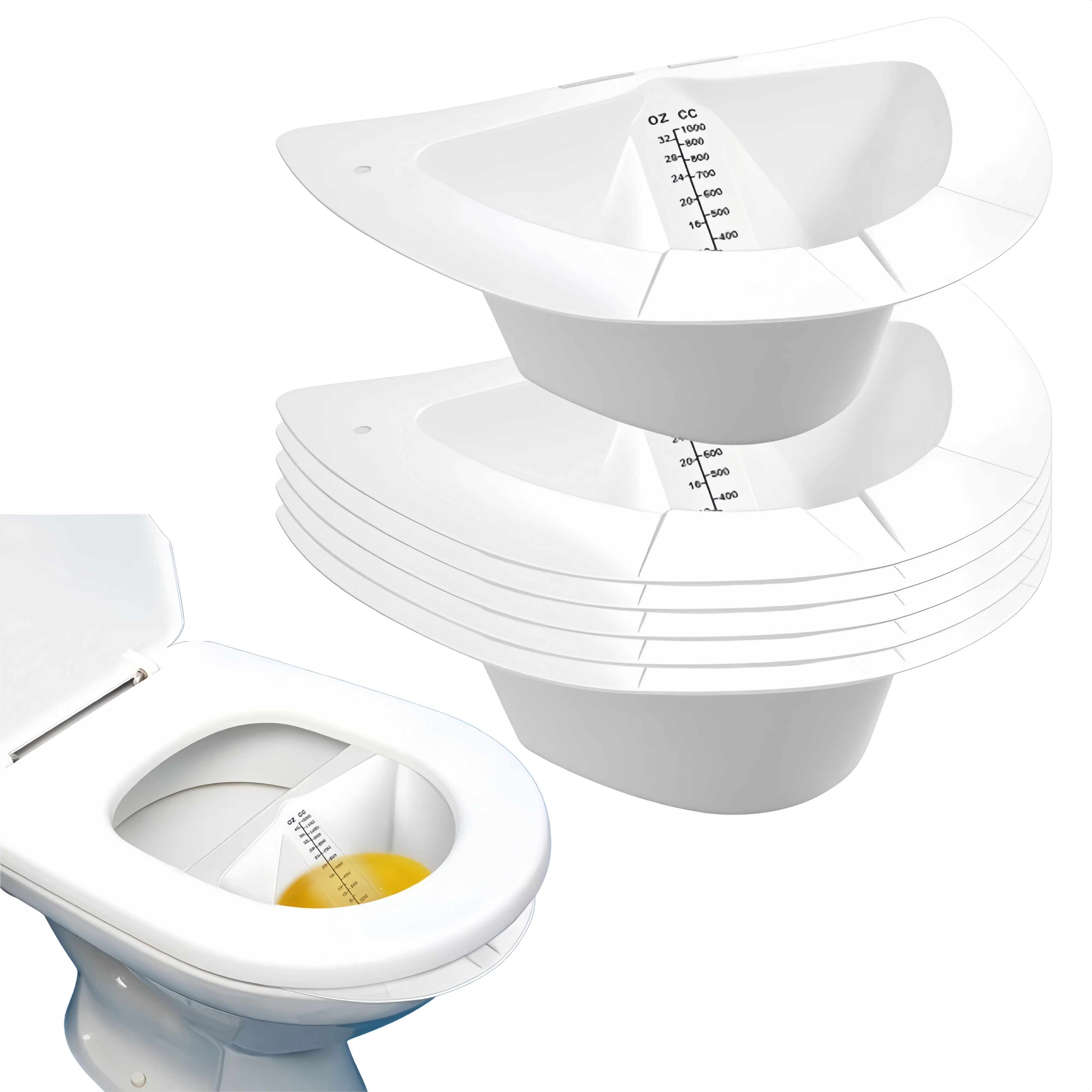 Plateau de collecte d'échantillons d'urine, 32 onces, plateau de toilette durable pour la mesure de l'urine avec bec verseur et fond plat, adapté pour l'hôpital, les maisons de retraite, les laboratoires et l'usage domestique