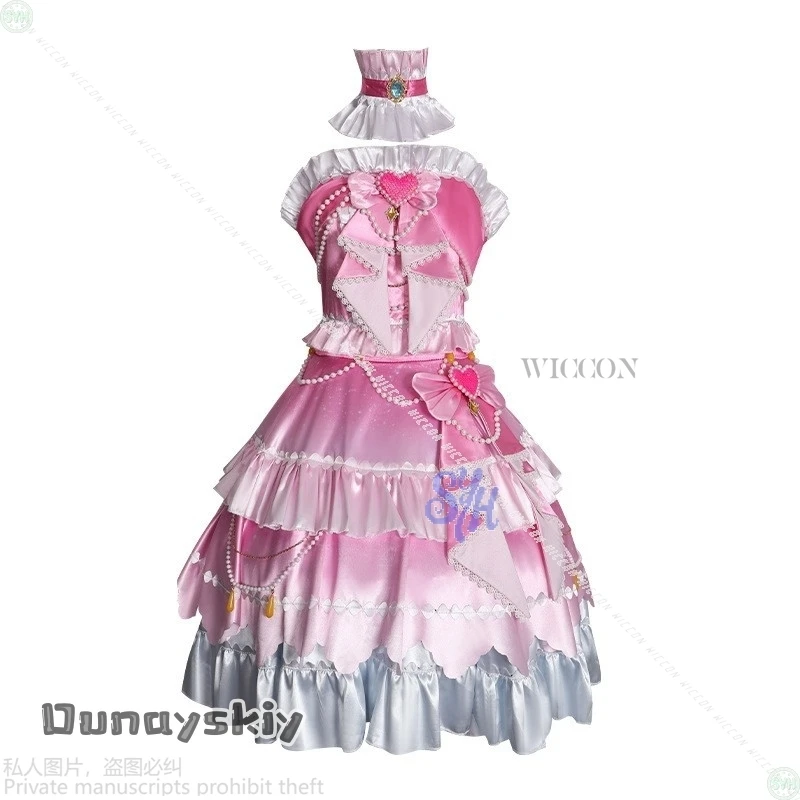 لعبة أنيمي Aikatsu STARS! زي Shiratori Hime التنكري {BankaiMode} فستان كعكة كاواي جميل وردي على شكل قلب لوليتا حلو للهالوين