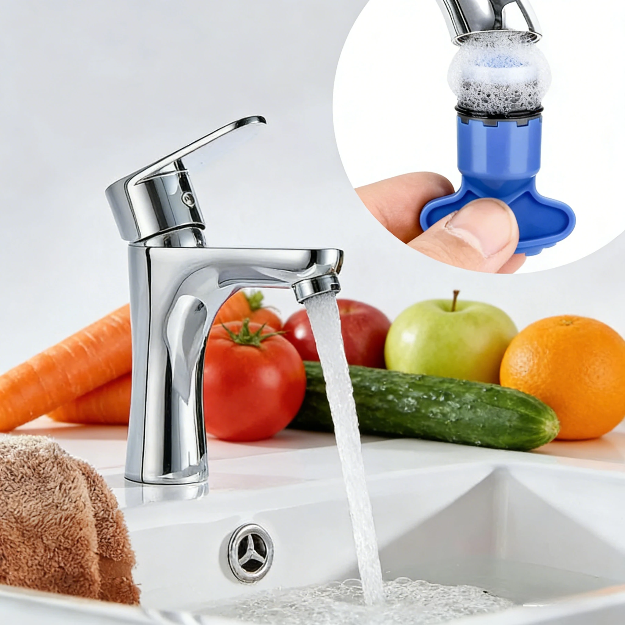 

Kitchen faucet water saver bubble 16.5/18 with wrench, flow control basin special accessories