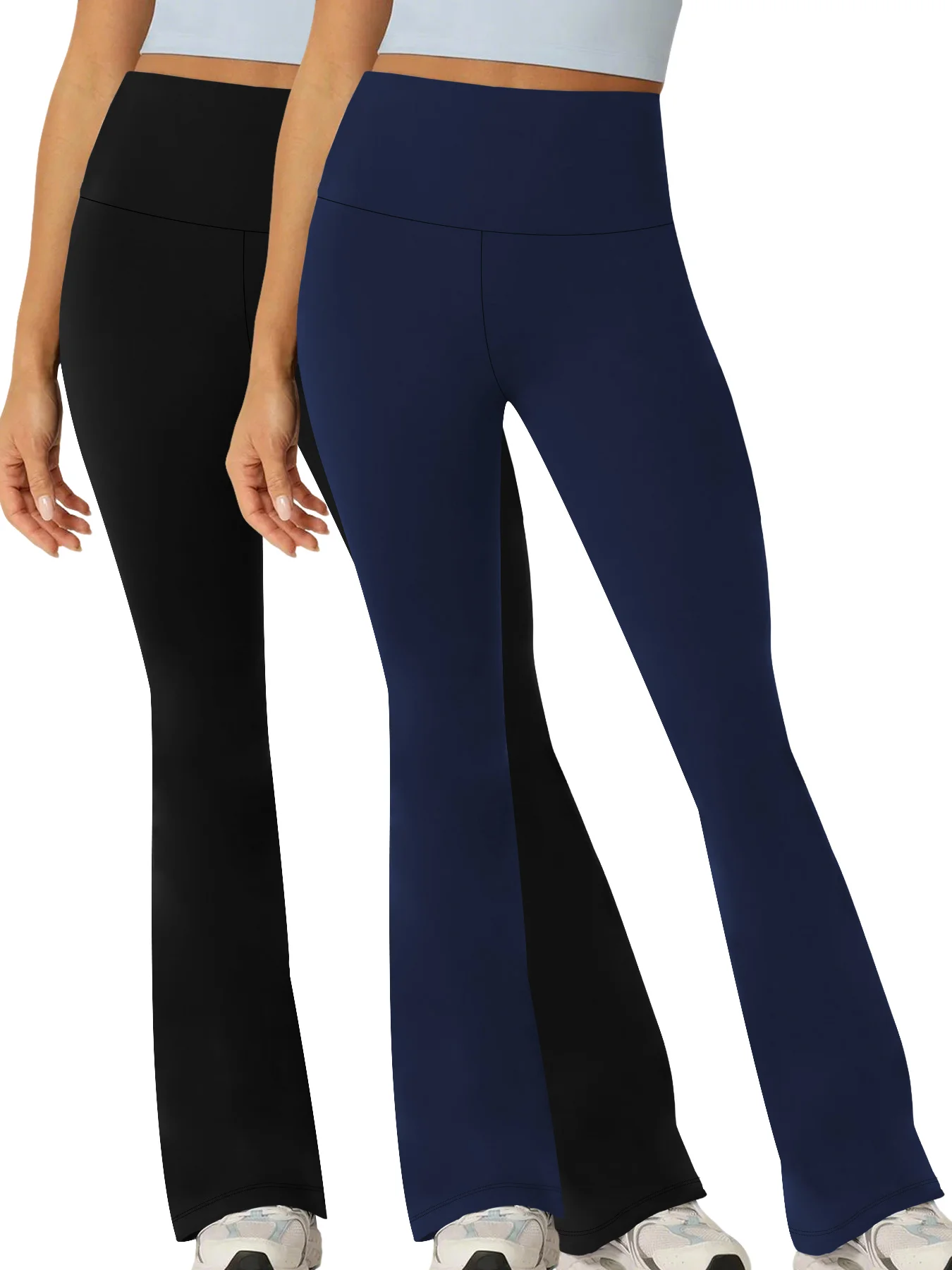 

Комплект из 2 женских супермягких брюк-клеш больших размеров с высокой талией, леггинсы с контролем живота, мягкие брюки-клеш для бега