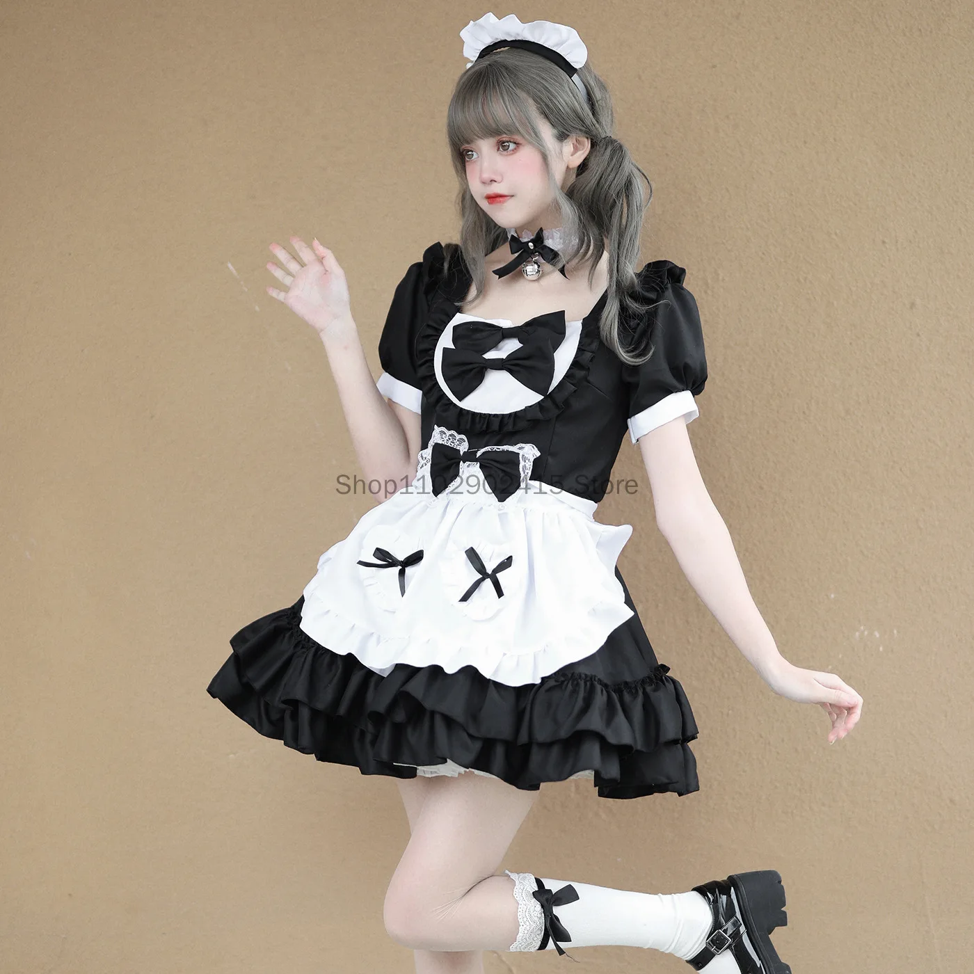 Robe de femme de chambre rose sexy Lolita pour femme, vêtements Kawaii Anime, robe douce japonaise, costume de jeu en plis, cosplay de fête d'Halloween