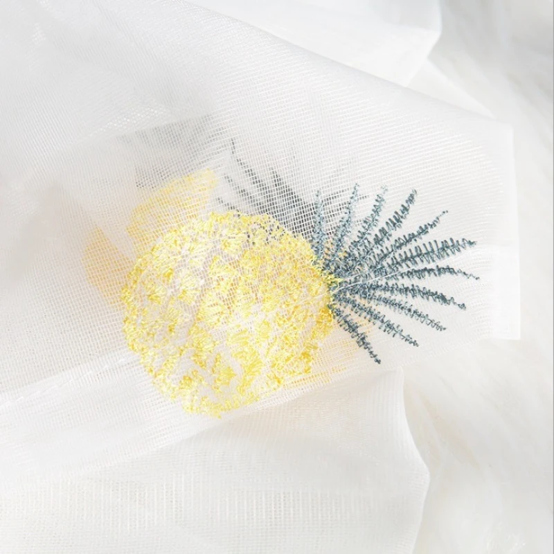 American Cute Pineapple Gauze Curtain Embroidered Curtain Children's Room Bedroom Balcony Custom Size Window Decor Fashion