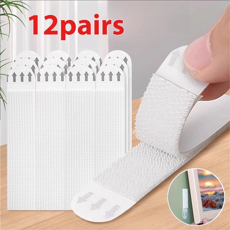 12 قطعة - شريط فيلكرو لاصق سهل السحب لتثبيت إطارات الصور، وتعليق الصور دون ترك أي لاصق