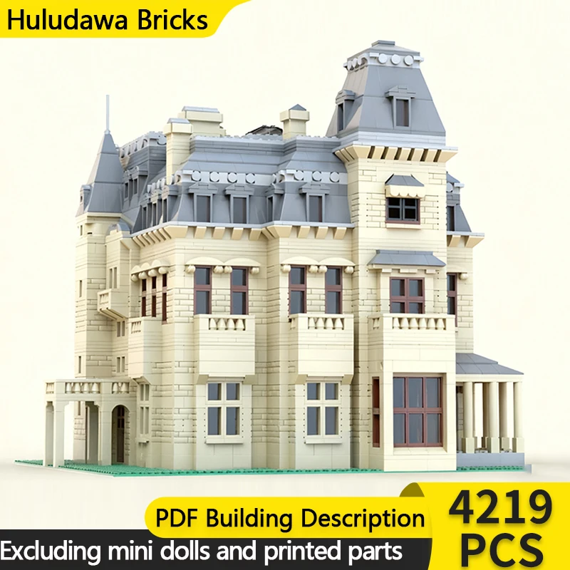 

City Street View Model MOC Building Bricks Luxury Mansion Villa Modular Technology Children Holiday Gifts Assemble Toys Suit