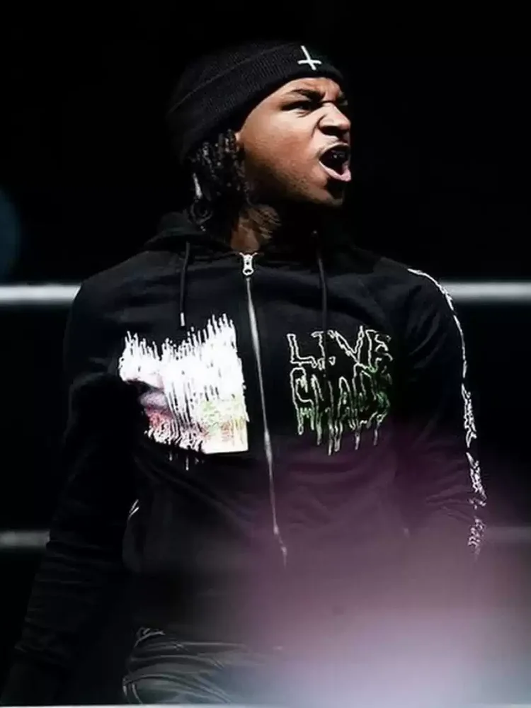 

Ken Carson Eat Chaos Tour Толстовка с капюшоном на молнии Jaet Повседневная свободная толстовка из смеси хлопка и полиэстера Теплая осенняя одежда Thiened