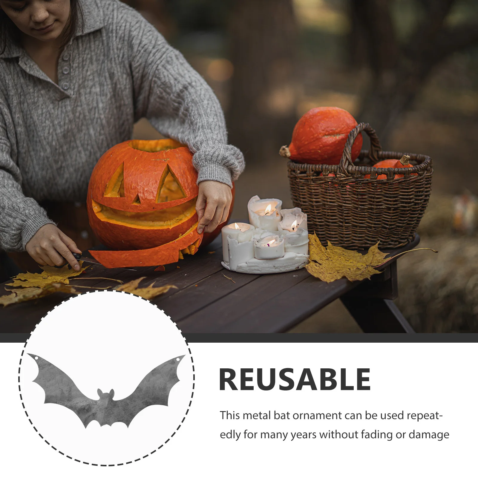 

Large Bat Yard Sign Halloween Stainless Steel Outdoor Decoration Spooky Party Prop Reusable Garden Ornament Bat Shelf Decor