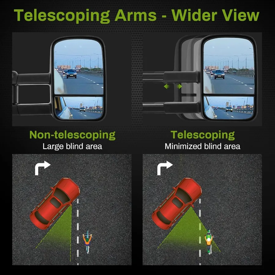 Abschleppspiegel, kompatibel mit 20142018 Chevy Silverado GMC Sierra 1500 Paar Set für 20152018 Silverado Sierra 2500 HD 3500 HD