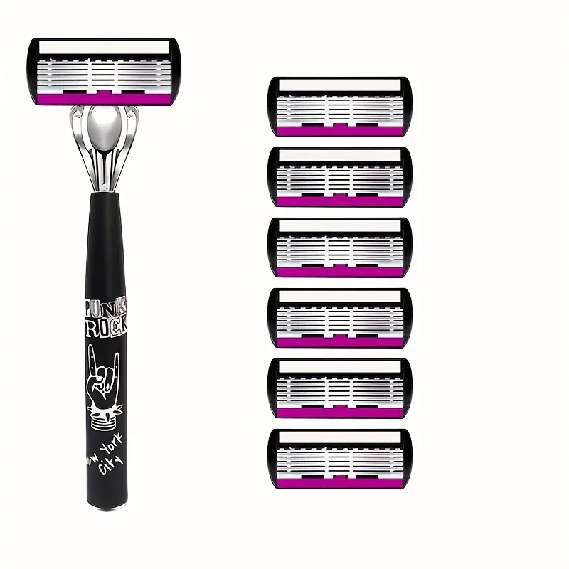 6-Layer Razor Blade, Men's Stainless Steel Blade, Classic Water Washed Razor, Sharp Blade for Clean Shaving