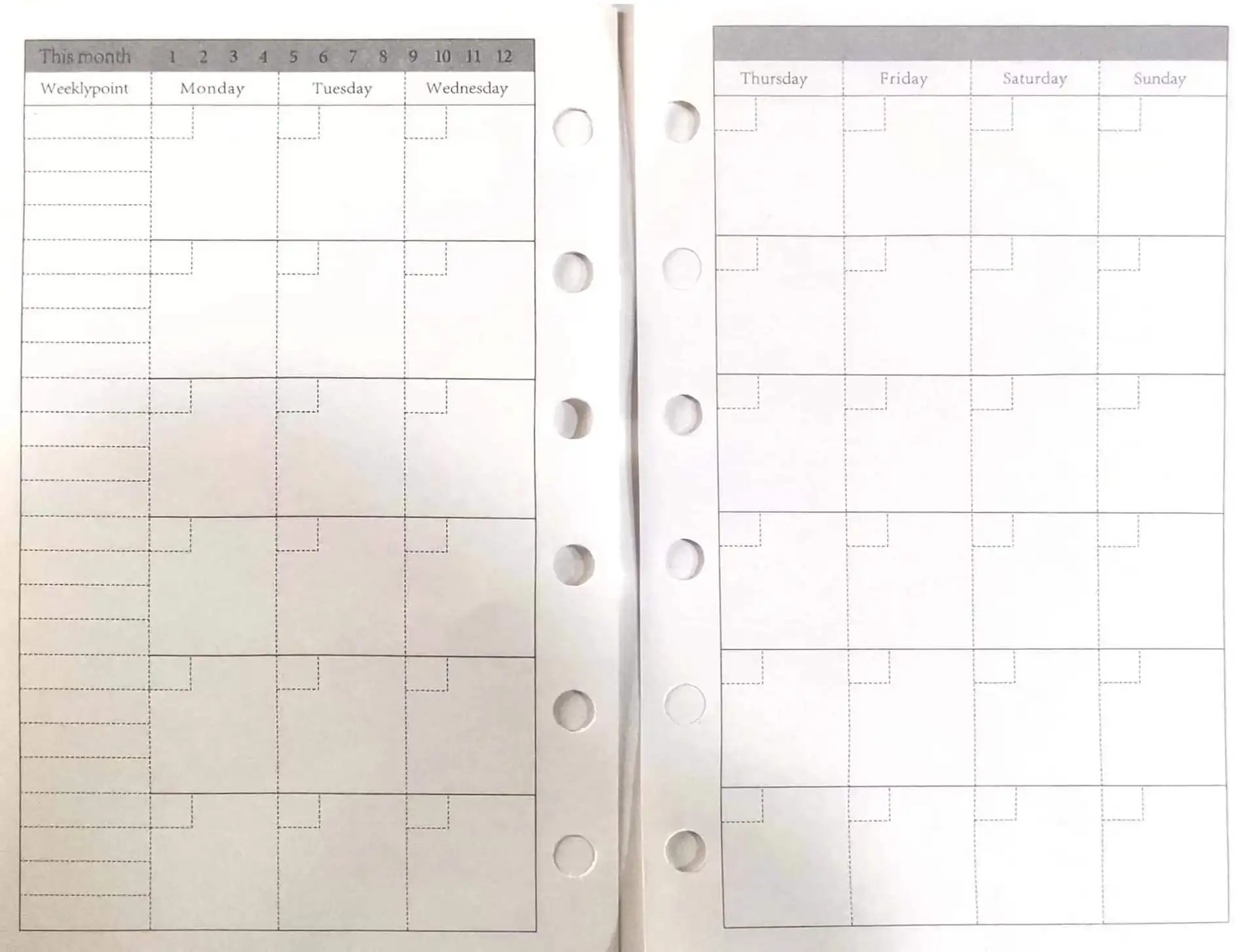 

3pcs 6 Hole Undated Planner Refill Pages Weekly Monthly Daily Scheduling Flexible Pocket Binder Inserts Student Loose Leaf