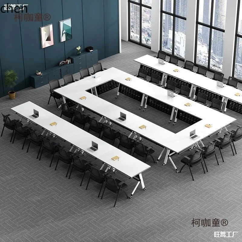 CZ Multifunctional Movable Double Hexagonal Training Table and Chair Set for Conference Room and Tutoring Class Foldable Meeting