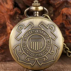 Antique Gadgets United States Coast Guard 1790 Design Men's Quartz Pocket Watch with Necklace Chain Pocket watch
