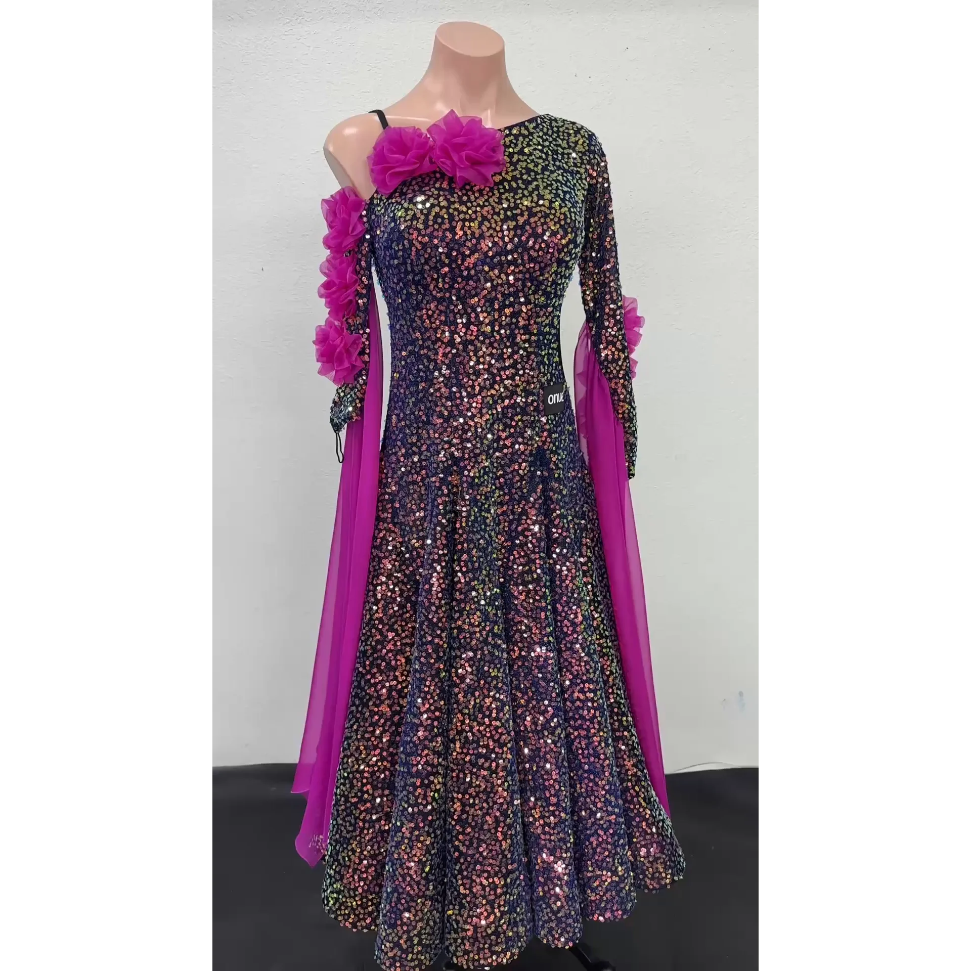 

Full Sequins Ballroom Dance Dress Competition Clothing Flower Backless Long Dress Waltz Dance Performance Costume Prom BL16802
