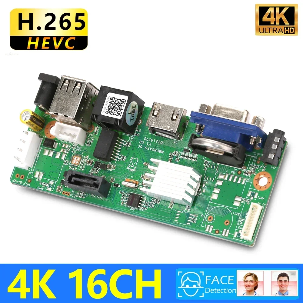 CCTV 10CH 16CH Mstar Chip 4K NVR Motherboard H.265+ Network Video Recorder For 2MP 3MP 5MP 8MP IP Camera Support Face Detection