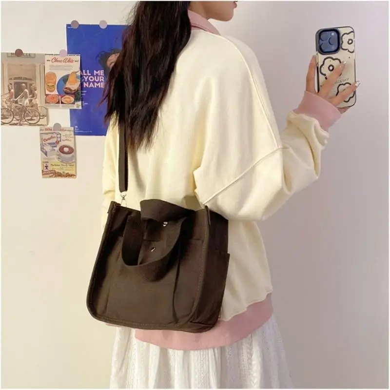 

X7XC Korean Bag for Women Large Capacity Shoulder Bag Simple Crossbody Bag Student Schoolbag Canvas Handbag