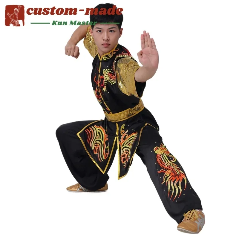 Custom Martial Arts Uniform Kung Fu Suit with Dragon Embroidery Southern Fist Long Fist Reinforced for KungFu Forms Competition