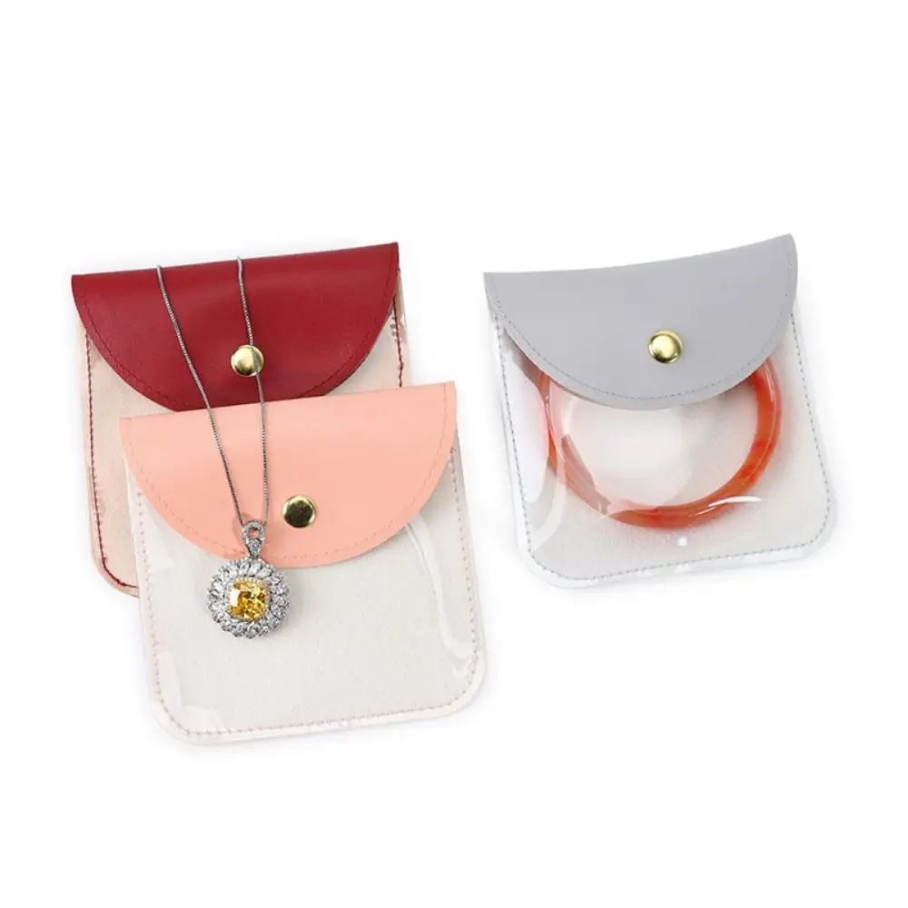 

5pcs Snap Button Jewelry Packaging Bags Exquisite Transparent Earrings Ring Storage Pouch Jewlery Organizer Ear Studs Case