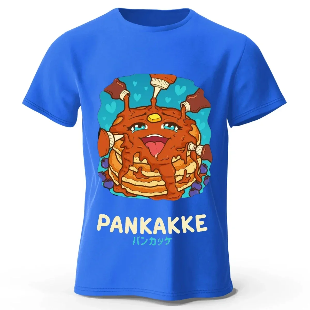 Cotton Summer Men Tee Shirts Beach Cute Tops High Street Men Clothing Funny Naughty Foodie Pun Kawaii Pancake T-Shirt graphic