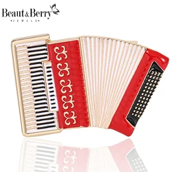 Beaut&Berry Classic Enamel Accordion Brooches for Women Music Pins Casual Party Accessories New Year Gifts Friends Decoration