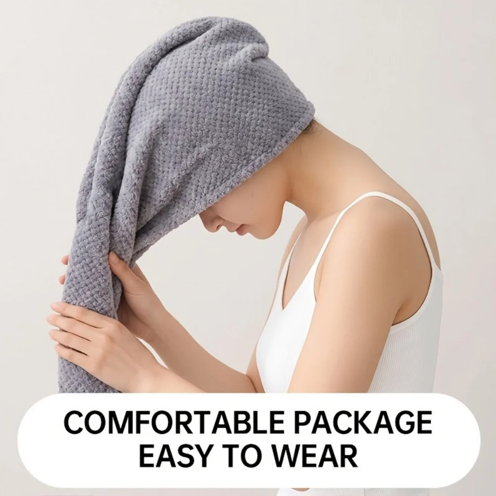 Microfiber Hair Towel Wrap For Women,Hair Drying Towel with Button, Hair Towel Turban,Quick Dry,Anti-frizz,Absorbent Head Towel