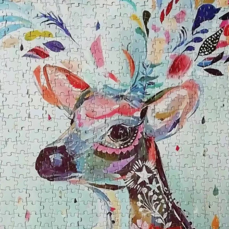 1000 stuks puzzel voor volwassenen kleurrijke elanden hoge moeilijkheidsgraad decompressiespellen geweldig cadeau-idee voor Moederdag, verjaardag, Valentijn