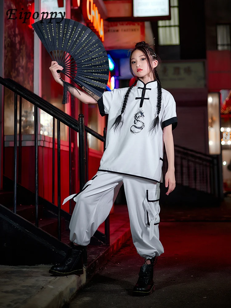 ชุดคอสตูมสำหรับเด็กสไตล์ฮิปฮอปสไตล์ฮิปฮอปของผู้หญิงชุดสำหรับชุดจีนเต้นแจ๊ส