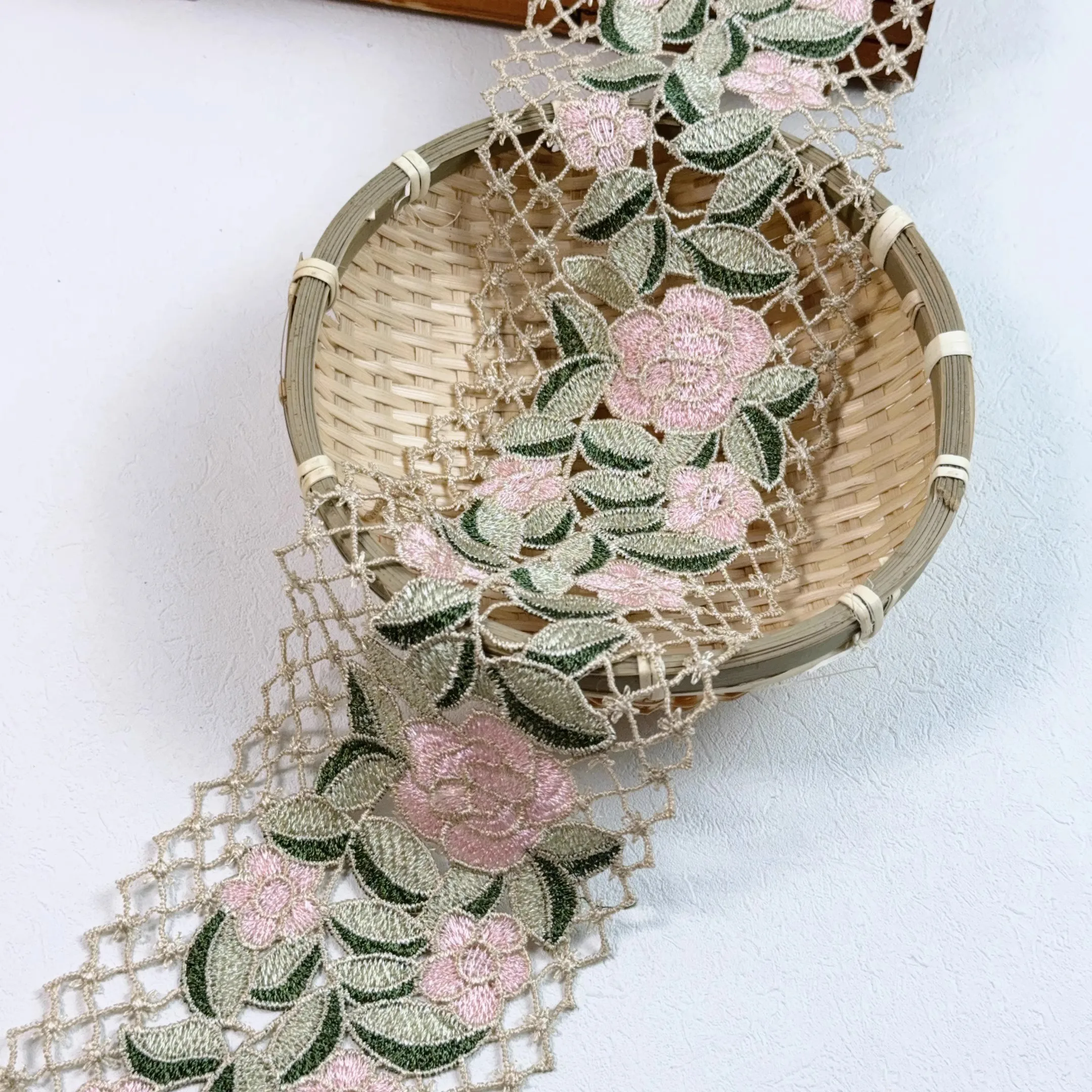 

5 ярдов ширина 10 см зеленое полое водорастворимое кружево с вышивкой ручной работы DIY аксессуары для штор украшения кружевная отделка