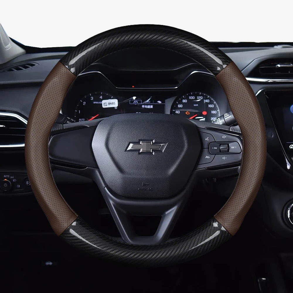 

For Chevrolet Cruze Bolt Aveo Spark Onix capti Cavalier Carbon fiber Leather Microfiber Steering Wheel Cover Auto Accessories
