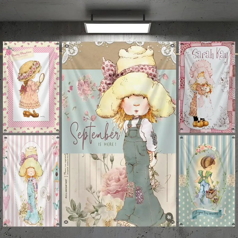Art S-Sarah K-Kay Swing Girl Flags Custom Camping Outdoor Garden Room Bedroom Decor Party Backdrops Wall Art Family Gifts