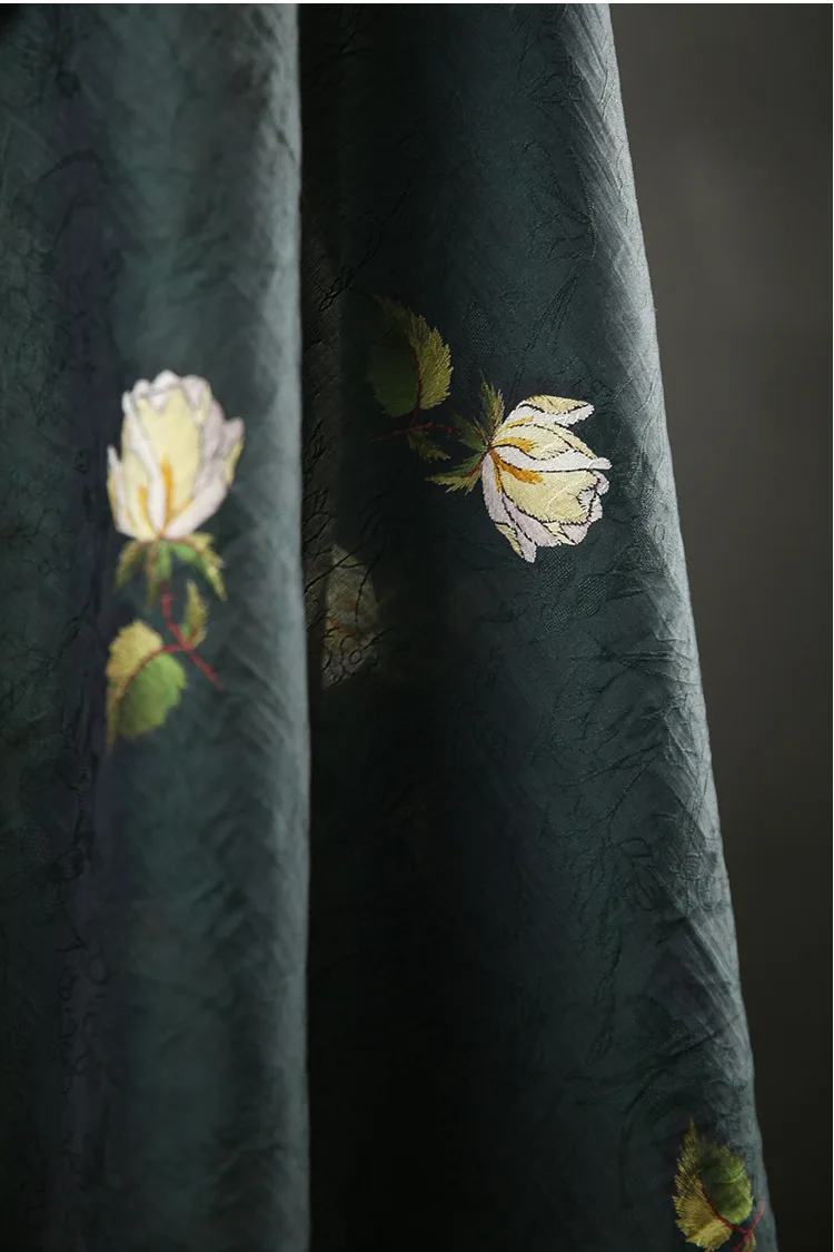 Rose Embroidered Silk Jacquard Fabric Summer Dress Shirt Hanfu Cheongsam Decorative Sewing Fabric view 6