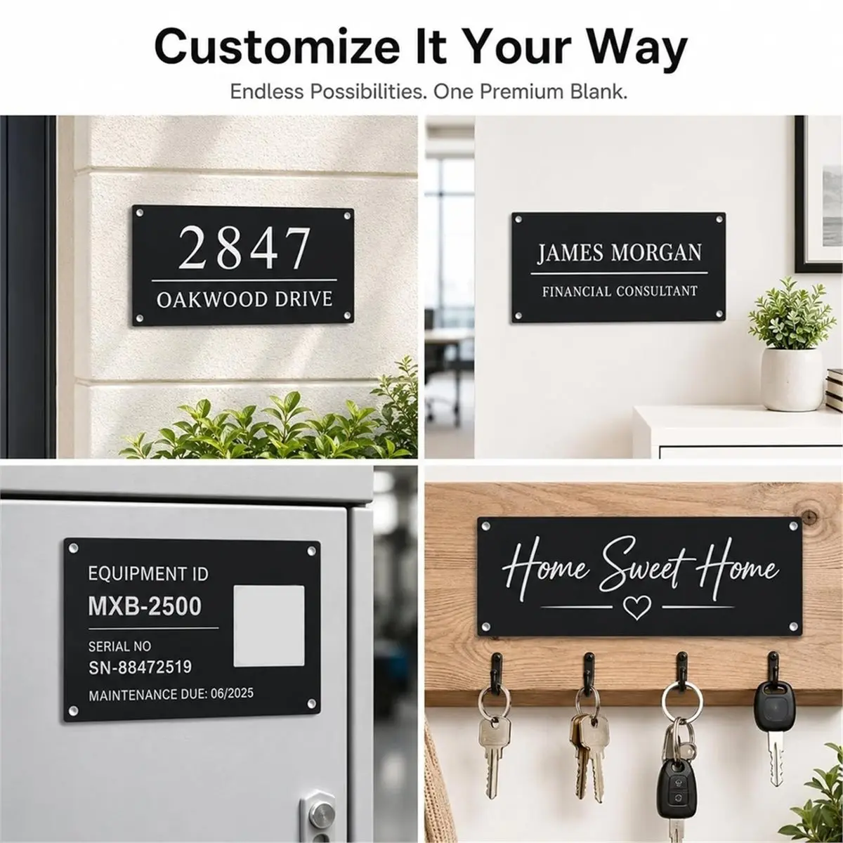 10 Pack 4x6 Inch Black Anodized Aluminum Sheets with Pre Drilled Holes ,for Nameplates Signs DIY Crafts Custom Marking