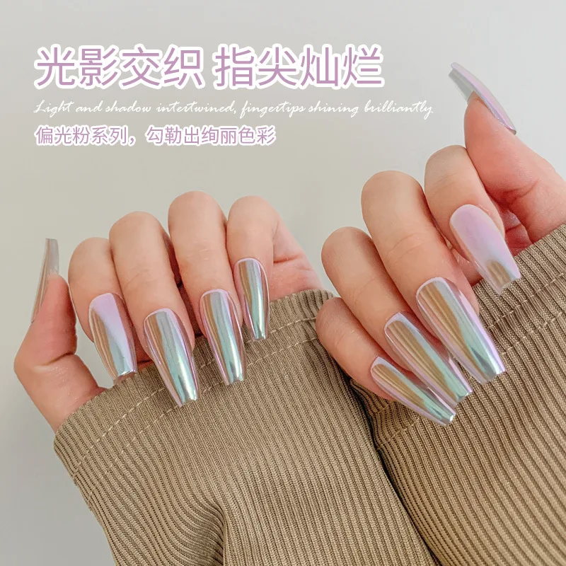 6 Colors Mirror Chrome Nail Powder Set Y2K Moonlight Metallic Effect Holographic Aurora Chrome Dust For Nails Gel Polish Decora