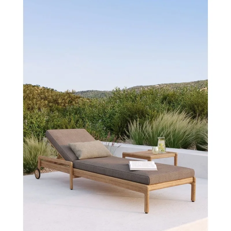 Wholesale Adjustable Resort Garden Daybed Teak Wood Swimming Hotel Pool Outdoor Leisure Reclining Beach Chaise Sun Lounger