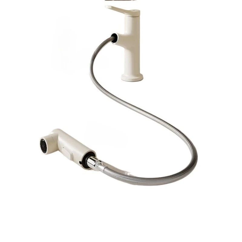 

Cream wind pull-out washbasin faucet hot and cold toilet washbasin bathroom cabinet all copper faucet household wash