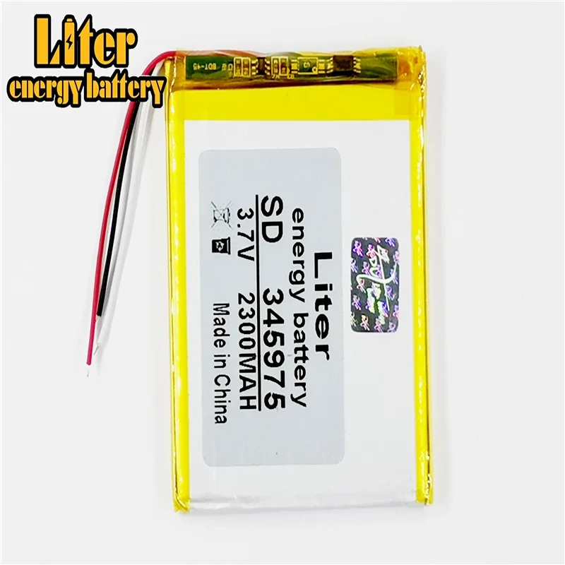 3 line 345975 3.7V 2300MAH Rechargeable li Polymer Battery For GPS DVR E-Book Tablet PC Power Bank Wexler Book E6005 356075