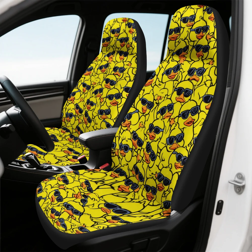 Set Of 2, Front Seat Covers Featuring A Yellow Rubber Duck Design, Designed The Original Upholstery, Easy To Take Off And Clean,