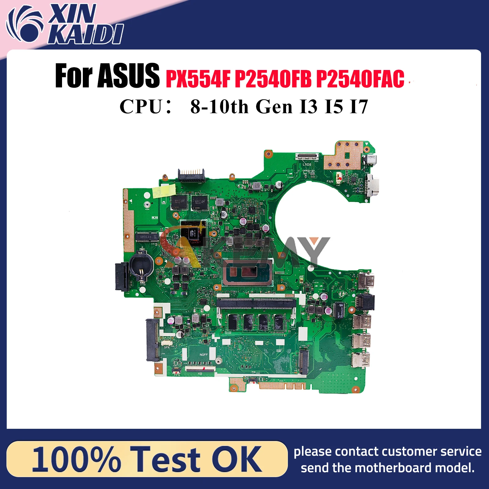 

P2540FB Laptop Motherboard For ASUS ProArt P2540FB PX554F P2540F P2540FAC Notebook Mainboard With I3 I5 I7 CPU 100% tests OK stk