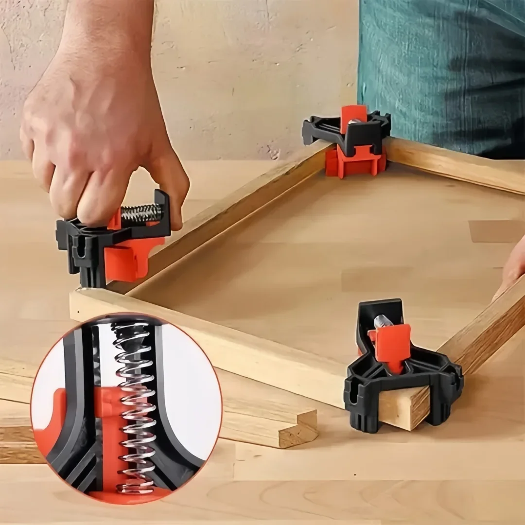 4 Stück 90 ° Rechtwinklige Klemmen Befestigungsclips Bilderrahmen-Eckklemme Holzbearbeitungs-Handwerkzeug Möbelreparatur Foto-Verstärkung – Detail 5