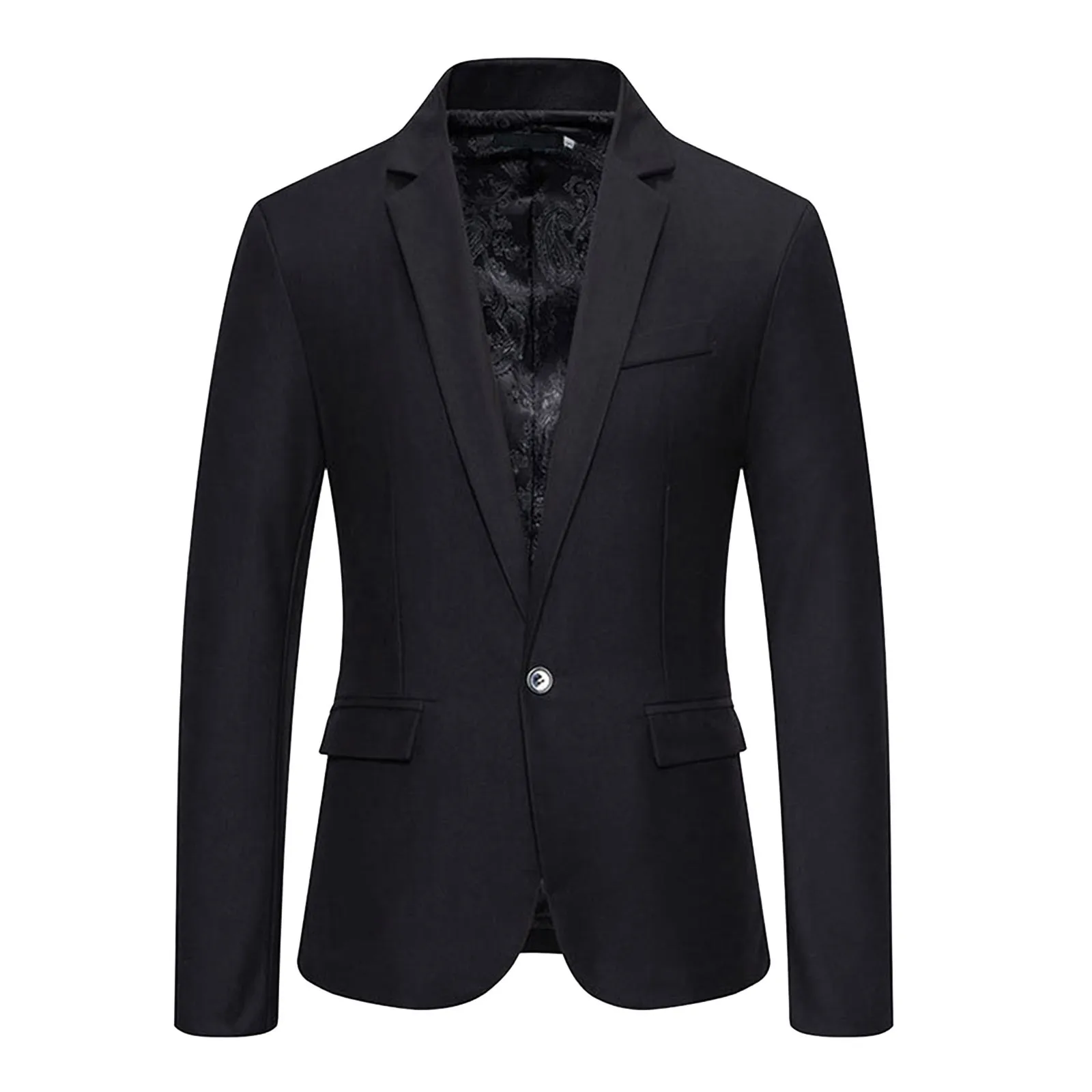 

Men Blazers Slim Autumn Suit Blazer Business Formal Party Male Suit One Button Lapel Casual Long Sleeve Pockets Top Plus Size